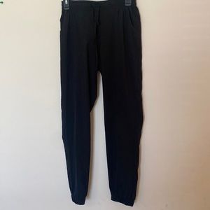 Black polyester drawstring jogger pants